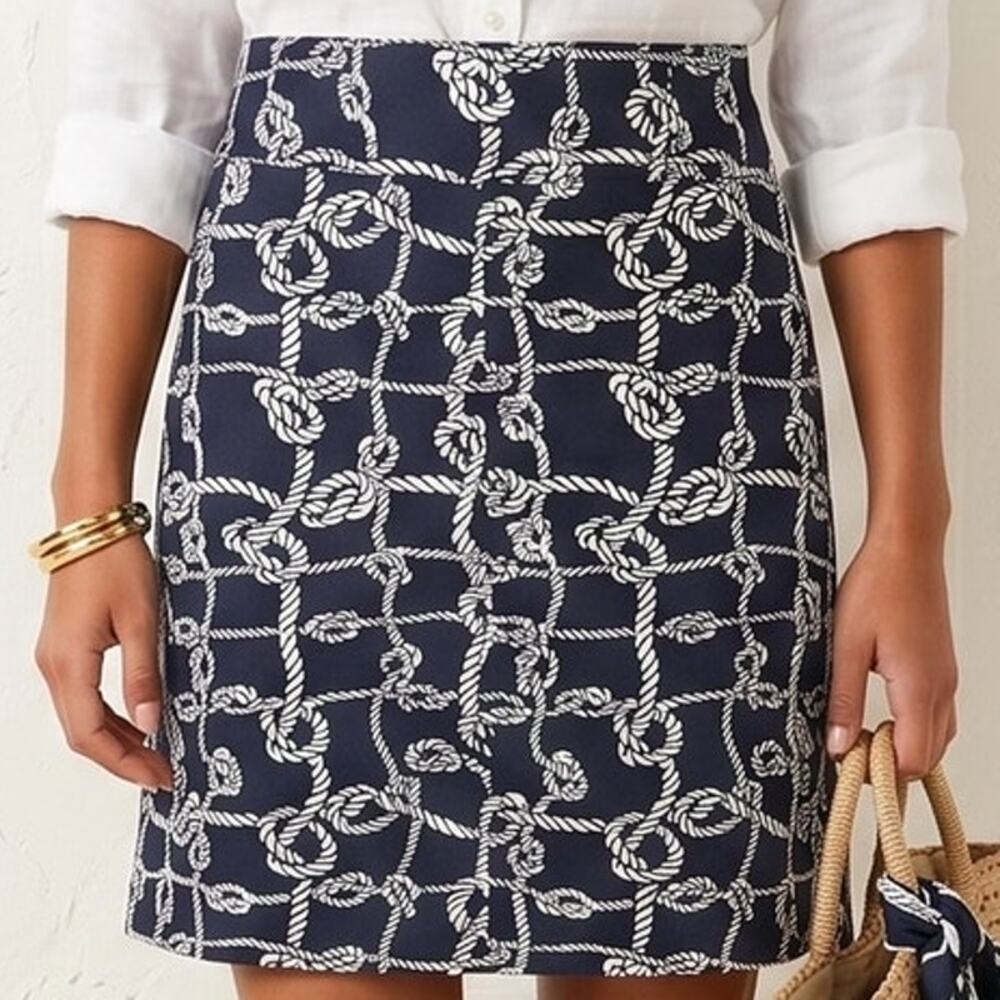 Talbots Navy & White Nautical Knot Skirt 12